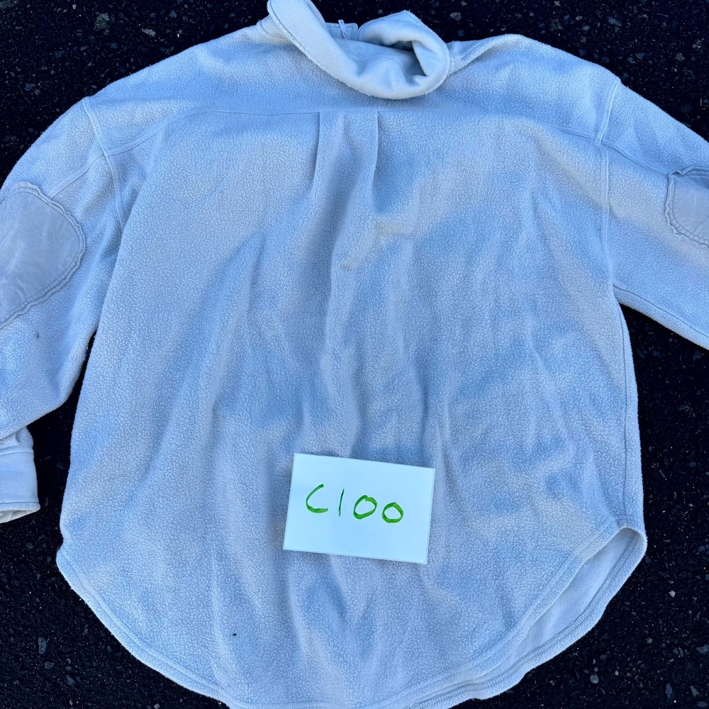 Free People Ruby Oversized Fleece Shirt Jacket Shacket Light White Cozy Sz Large - Picture 9 of 10